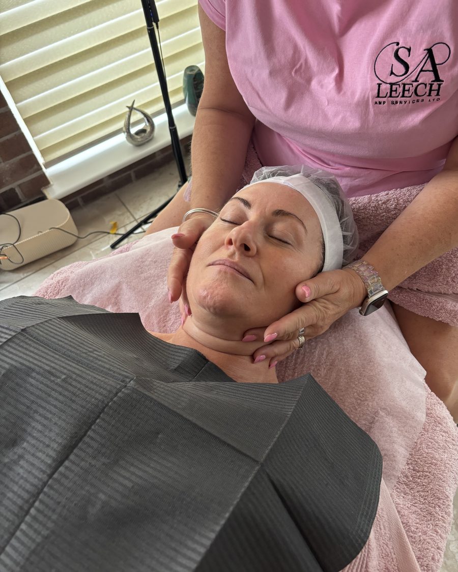 Dermaplaning treatment being administered