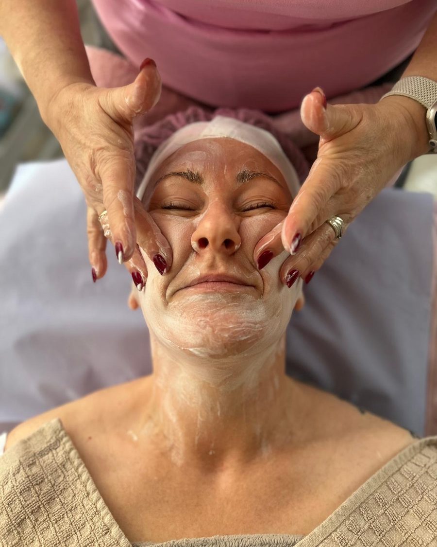 Facial treatment in progress